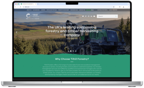 Image of the Tilhill Forestry website on a laptop screen